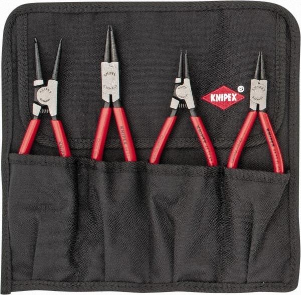 Knipex - 4 Piece, 1/2 to 2-1/2" Bore, 3/8 to 2-1/2" Shaft, Internal/External Retaining Ring Pliers Set - 0.053 to 0.07" Tip Diam Range - Apex Tool & Supply