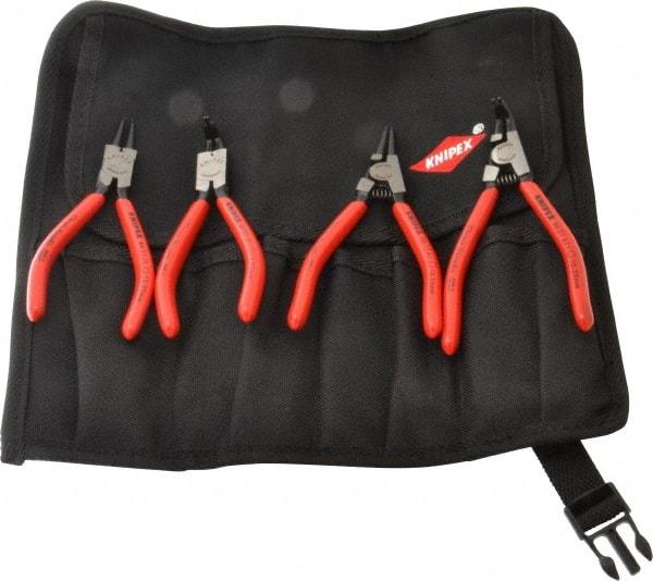 Knipex - 4 Piece, 1/2 to 1" Bore, 3/8 to 1" Shaft, Internal/External Retaining Ring Pliers Set - 0.051 to 0.053" Tip Diam Range - Apex Tool & Supply