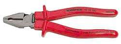 Knipex - 8" OAL, 1-1/2" Jaw Length x 1" Jaw Width, Side Cutting Pliers - Serrated Pipe Jaw, Flat Nose Head, Ergonomic Handles - Apex Tool & Supply