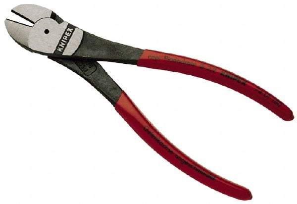 Knipex - 8" OAL, 3/32" Capacity, Diagonal Cutter - 1" Jaw Length x 1" Jaw Width, Oval Head, Plastic Coated Handle - Apex Tool & Supply
