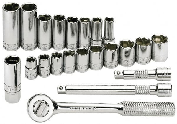 SK - 22 Piece 3/8" Drive Deep Well Socket Set - Apex Tool & Supply