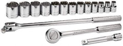 SK - 16 Piece 1/2" Drive Socket Set - 6, 12 Points, 7/16" to 1-1/4" Range, Inch Measurement Standard - Apex Tool & Supply