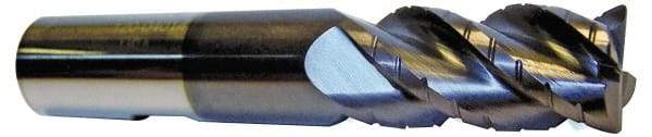 ProMax - 9/16" Diam, 1-1/4" LOC, 4 Flute Solid Carbide Roughing & Finishing Corner Radius End Mill - AlTiN Finish, 3-1/2" OAL, 9/16" Shank Diam, Straight Shank, 40° Helix, Centercutting, Regular Length - Apex Tool & Supply