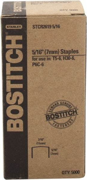 Stanley Bostitch - 1/4" Long x 7/16" Wide, 24 Gauge Crowned Construction Staple - Steel, Chisel Point - Apex Tool & Supply