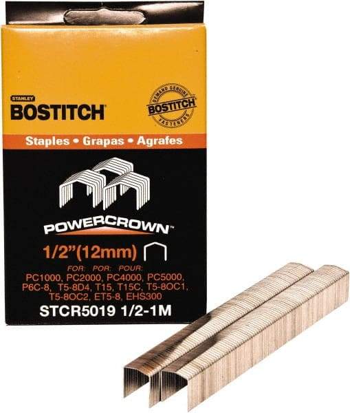 Stanley Bostitch - 1/2" Long x 7/16" Wide, 24 Gauge Crowned Construction Staple - Steel, Chisel Point - Apex Tool & Supply
