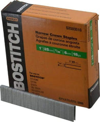 Stanley Bostitch - 1" Long x 7/32" Wide, 18 Gauge Crowned Construction Staple - Steel, Galvanized Finish - Apex Tool & Supply