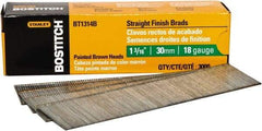 Stanley Bostitch - 18 Gauge 0.05" Shank Diam 1-3/16" Long Brad Nails for Power Nailers - Steel, Bright Finish, Ring Shank, Straight Stick Adhesive Collation, Brad Head, Chisel Point - Apex Tool & Supply