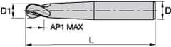 Kennametal - 5/8" Diam, 5/8" LOC, 4 Flute Solid Carbide Ball End Mill - TiAlN/TiN/TiAlN Finish, Single End, 5" OAL, 5/8" Shank Diam, Spiral Flute - Apex Tool & Supply