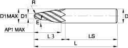 Kennametal - 6° Taper Angle per Side, 0.158" Small End Diam, 30.5mm LOC, Solid Carbide 4 Flute Tapered Ball End Mill - TiAlN/TiN/TiAlN Finish, 89mm OAL, 10mm Shank Diam, Spiral Flute, 30° Helix - Apex Tool & Supply