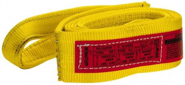 Lift-All - 10' Long x 3" Wide, 4,800 Lb Vertical Capacity, 1 Ply, Polyester Web Sling - 3,800 Lb Choker Capacity, Yellow - Apex Tool & Supply