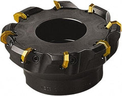 Seco - 5.39" Cut Diam, 1-1/2" Arbor Hole, 0.197" Max Depth of Cut, 43° Indexable Chamfer & Angle Face Mill - 8 Inserts, OFE. 070405 Insert, Right Hand Cut, 8 Flutes, Series R220.43 - Apex Tool & Supply