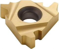 Seco - 142414NR DY Grade CP500, 3.3mm Cutting Width Carbide Grooving Insert - 2mm Max Depth of Cut, Right Hand, 0.5mm Corner Radius, TiAlN/TiN Finish - Apex Tool & Supply