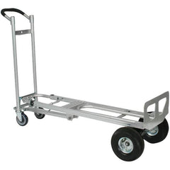 Wesco Industrial Products - 750 Lb Capacity 52" OAH 3 Position Hand Truck - 12 x 51" Base Plate, Continuous Handle, Aluminum, Full Pneumatic Wheels - Apex Tool & Supply