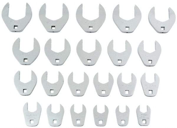 Proto - 22 Piece 1/2" Drive Open End Crowfoot Wrench Set - 15/16 to 2-1/2", with Clip Rail - Apex Tool & Supply