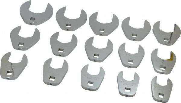 Proto - 15 Piece 1/2" Drive Open End Crowfoot Wrench Set - 1-1/16 to 2", with Clip Rail - Apex Tool & Supply