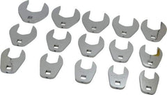 Proto - 15 Piece 1/2" Drive Open End Crowfoot Wrench Set - 1-1/16 to 2", with Clip Rail - Apex Tool & Supply