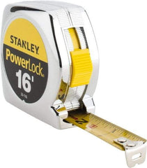 Stanley - 16' x 3/4" Yellow Blade Tape Measure - 1/32 & 1/16" Graduation, Inch Graduation Style, Silver Case - Apex Tool & Supply