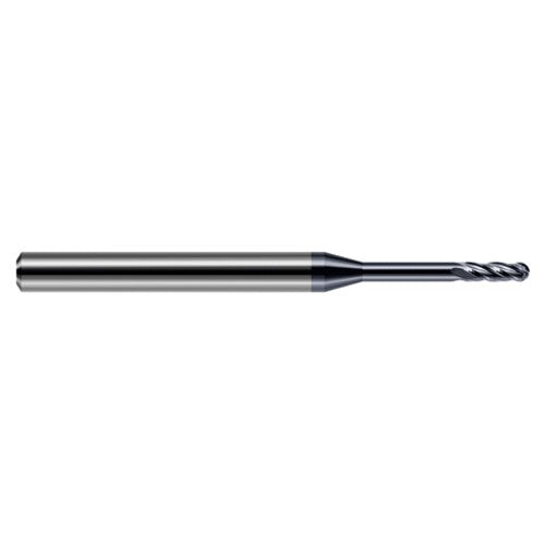‎0.01″ Dia. × 1/8″ Shank × 0.03″ DOC × 1-1/2″ OAL, Carbide AlTiN, Standard , 4 Flute, Ballnose End Mill - Exact Industrial Supply
