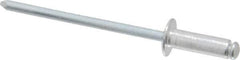 RivetKing - Dome Head Aluminum Open End Blind Rivet - Steel Mandrel, 0.188" to 1/4" Grip, 1/4" Head Diam, 0.129" to 0.133" Hole Diam, 0.4" Length Under Head, 1/8" Body Diam - Apex Tool & Supply