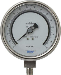 Wika - 4" Dial, 1/4 Thread, 0-30 Scale Range, Pressure Gauge - Lower Connection Mount, Accurate to 0.25% of Scale - Apex Tool & Supply