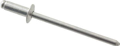 RivetKing - Size 43 Dome Head Aluminum Open End Blind Rivet - Aluminum Mandrel, 0.126" to 0.187" Grip, 1/4" Head Diam, 0.129" to 0.133" Hole Diam, 0.337" Length Under Head, 1/8" Body Diam - Apex Tool & Supply