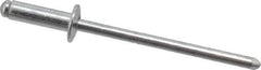 RivetKing - Size 44 Dome Head Aluminum Open End Blind Rivet - Aluminum Mandrel, 0.188" to 1/4" Grip, 1/4" Head Diam, 0.129" to 0.133" Hole Diam, 0.4" Length Under Head, 1/8" Body Diam - Apex Tool & Supply