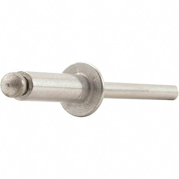 STANLEY Engineered Fastening - Size 5 Dome Head Aluminum Open End Blind Rivet - Aluminum Mandrel, 0.126" to 0.187" Grip, 5/32" Head Diam, 0.16" to 0.164" Hole Diam, 0.097" Body Diam - Apex Tool & Supply