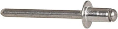 RivetKing - Size 62 Dome Head Aluminum Open End Blind Rivet - Aluminum Mandrel, 0.02" to 1/8" Grip, 3/8" Head Diam, 0.192" to 0.198" Hole Diam, 0.325" Length Under Head, 3/16" Body Diam - Apex Tool & Supply