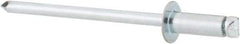 RivetKing - Size 43 Dome Head Steel Open End Blind Rivet - Steel Mandrel, 0.126" to 0.187" Grip, 1/4" Head Diam, 0.129" to 0.133" Hole Diam, 0.337" Length Under Head, 1/8" Body Diam - Apex Tool & Supply