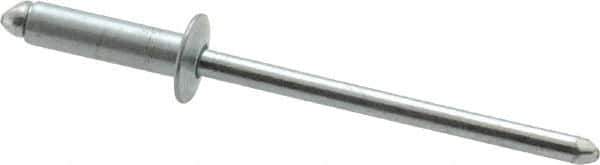 RivetKing - Size 45 Dome Head Steel Open End Blind Rivet - Steel Mandrel, 0.251" to 0.312" Grip, 1/4" Head Diam, 0.129" to 0.133" Hole Diam, 0.462" Length Under Head, 1/8" Body Diam - Apex Tool & Supply