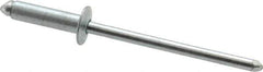 RivetKing - Size 45 Dome Head Steel Open End Blind Rivet - Steel Mandrel, 0.251" to 0.312" Grip, 1/4" Head Diam, 0.129" to 0.133" Hole Diam, 0.462" Length Under Head, 1/8" Body Diam - Apex Tool & Supply