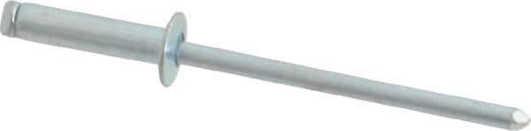 RivetKing - Size 46 Dome Head Steel Open End Blind Rivet - Steel Mandrel, 0.313" to 3/8" Grip, 1/4" Head Diam, 0.129" to 0.133" Hole Diam, 0.525" Length Under Head, 1/8" Body Diam - Apex Tool & Supply