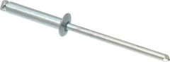 RivetKing - Size 48 Dome Head Steel Open End Blind Rivet - Steel Mandrel, 0.376" to 1/2" Grip, 1/4" Head Diam, 0.129" to 0.133" Hole Diam, 0.65" Length Under Head, 1/8" Body Diam - Apex Tool & Supply