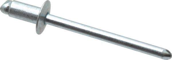 RivetKing - Size 52 Dome Head Steel Open End Blind Rivet - Steel Mandrel, 0.02" to 1/8" Grip, 0.312" Head Diam, 0.16" to 0.164" Hole Diam, 0.3" Length Under Head, 5/32" Body Diam - Apex Tool & Supply