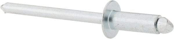 RivetKing - Size 54 Dome Head Steel Open End Blind Rivet - Steel Mandrel, 0.188" to 1/4" Grip, 0.312" Head Diam, 0.16" to 0.164" Hole Diam, 0.425" Length Under Head, 5/32" Body Diam - Apex Tool & Supply