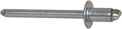 RivetKing - Size 62 Dome Head Steel Open End Blind Rivet - Steel Mandrel, 0.02" to 1/8" Grip, 3/8" Head Diam, 0.192" to 0.196" Hole Diam, 0.325" Length Under Head, 3/16" Body Diam - Apex Tool & Supply