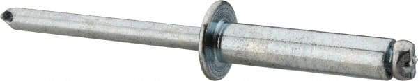 RivetKing - Size 610 Dome Head Steel Open End Blind Rivet - Steel Mandrel, 0.501" to 5/8" Grip, 3/8" Head Diam, 0.192" to 0.196" Hole Diam, 0.825" Length Under Head, 3/16" Body Diam - Apex Tool & Supply