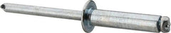 RivetKing - Size 610 Dome Head Steel Open End Blind Rivet - Steel Mandrel, 0.501" to 5/8" Grip, 3/8" Head Diam, 0.192" to 0.196" Hole Diam, 0.825" Length Under Head, 3/16" Body Diam - Apex Tool & Supply