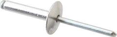 RivetKing - Size 612 Large Flange Dome Head Aluminum Open End Blind Rivet - Steel Mandrel, 0.626" to 3/4" Grip, 5/8" Head Diam, 0.192" to 0.196" Hole Diam, 0.95" Length Under Head, 3/16" Body Diam - Apex Tool & Supply