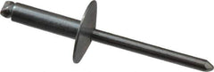 RivetKing - Size 68 Large Flange Dome Head Steel Open End Blind Rivet - Steel Mandrel, 0.376" to 1/2" Grip, 5/8" Head Diam, 0.192" to 0.196" Hole Diam, 0.7" Length Under Head, 3/16" Body Diam - Apex Tool & Supply
