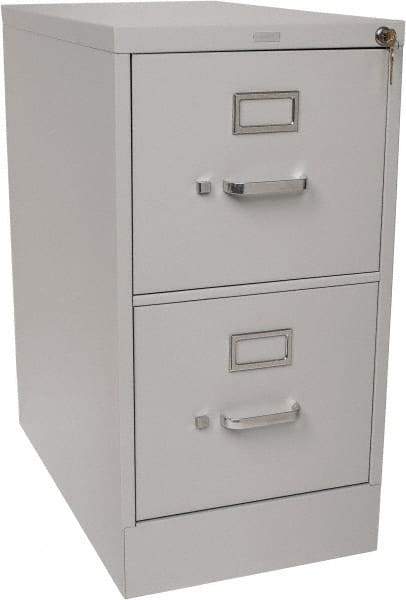 Hon - 15" Wide x 29" High x 25" Deep, 2 Drawer Vertical File with Lock - Steel, Light Gray - Apex Tool & Supply
