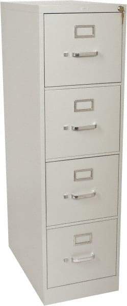 Hon - 15" Wide x 52" High x 25" Deep, 4 Drawer Vertical File with Lock - Steel, Light Gray - Apex Tool & Supply