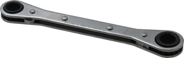 Proto - 9mm x 10mm 12 Point Reversible Ratcheting Box Wrench - Double End, 1-5/8" Head Diam x 1/2" Head Thickness, 5-1/2" OAL, Steel, Chrome Finish - Apex Tool & Supply