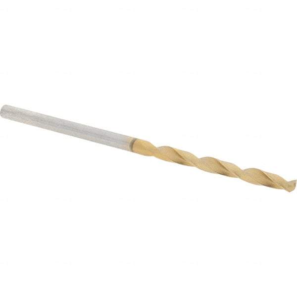 Guhring - #44 118° High Speed Steel Jobber Drill - TiN Finish, Right Hand Cut, Spiral Flute, Straight Shank, 53mm OAL, Standard Point - Apex Tool & Supply