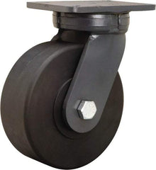 Hamilton - 8" Diam x 3" Wide x 10-1/2" OAH Top Plate Mount Swivel Caster - Nylon, 6,000 Lb Capacity, Precision Ball Bearing, 5-1/4 x 7-1/4" Plate - Apex Tool & Supply