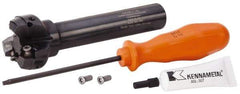 Kennametal - 1.518" Cut Diam, 0.064" Max Depth, 3/4" Shank Diam, Cylindrical Shank Indexable High-Feed End Mill - Screw Holding Method, HNGJ0604ANENLD Insert, KSHR Toolholder, Through Coolant - Apex Tool & Supply