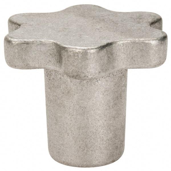 Made in USA - 2" Head Diam, 6 Point Scalloped Knob - 3/8" Hole, Aluminum - Apex Tool & Supply