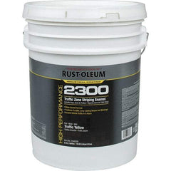 Rust-Oleum - 5 Gal Traffic Yellow Flat Finish Striping Paint - 410 to 540 Sq Ft per Gal, Interior/Exterior - Apex Tool & Supply