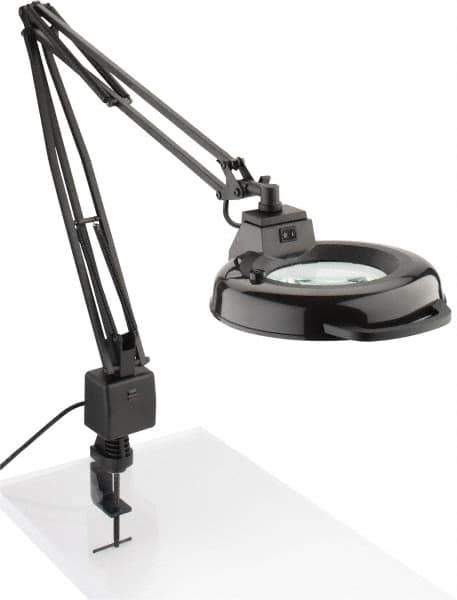 Electrix - 45 Inch, Spring Suspension, Clamp on, Fluorescent, Black, Magnifying Task Light - 22 Watt, 1.75x Magnification, 5 Inch Wide - Apex Tool & Supply