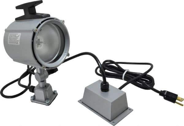 Electrix - 4 NEMA Rated, 12 VDC, 55 Watt, Spot Machine Light - Direct Mount, 9 Ft. Cord, 4-1/2 Inch Light Diameter, Remote Ballast, Gray - Apex Tool & Supply